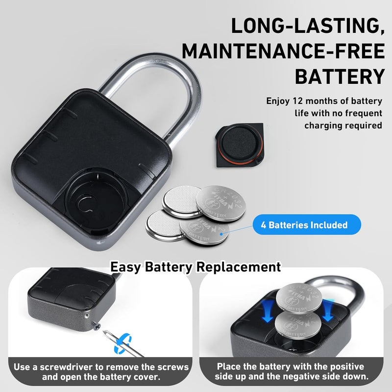 AuntyFey Smart Combination Lock for Locker, Digital Padlock for Gym Locker Lock with APP, 6 Digit Combination Lock, Waterproof Outdoor Gate Lock Padlock for School, Gym, Fence, Travel - Image 4